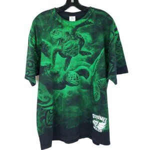 Sea Turtles Cozumel Mexico T Shirt Size XL Vintage 90s All Over Print Ocean Life